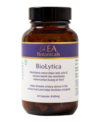 Brown supplement bottle labeled 'BioLytica' by AEA Botanicals on a white background