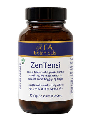 Bottle of ZenTensi capsules by EA Botanicals on a white background